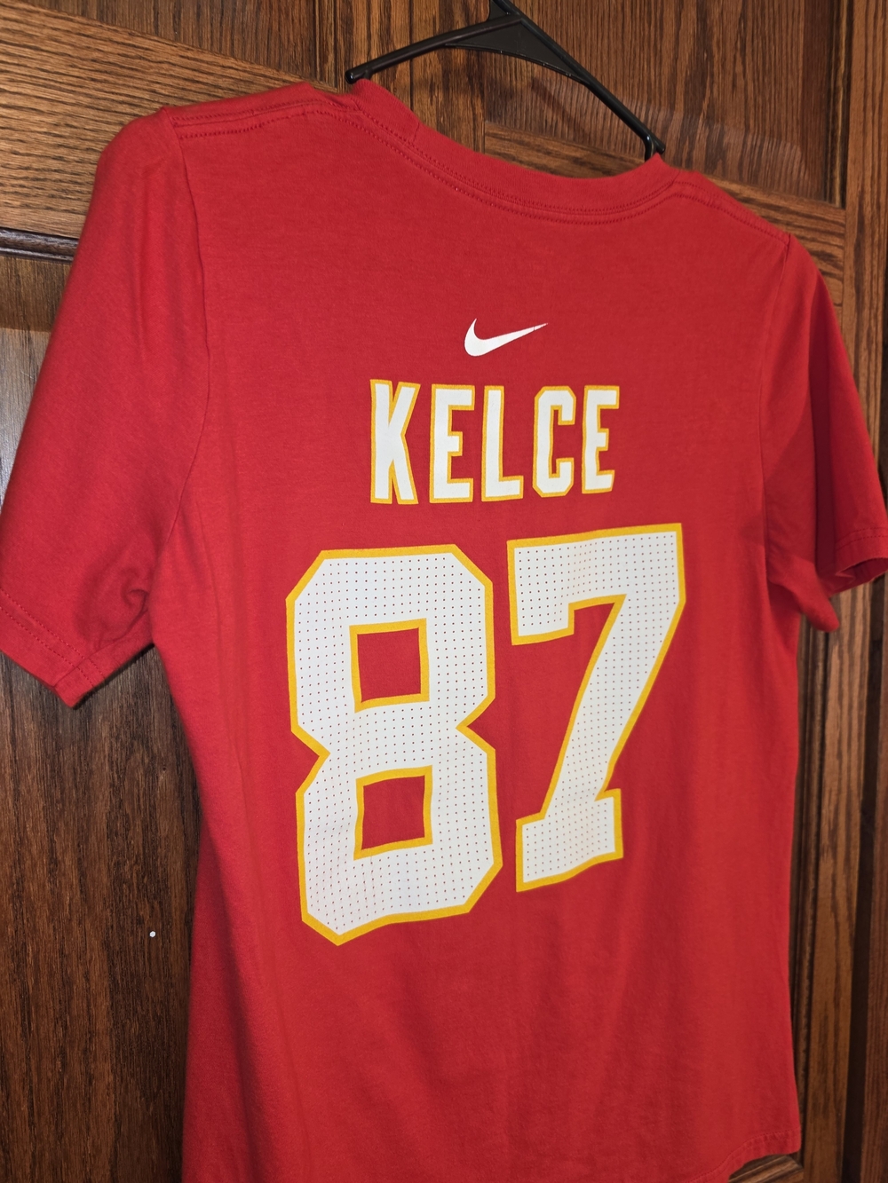 Nike Womens' Red 'Kelce 87' Short Sleeve Jersey Tee